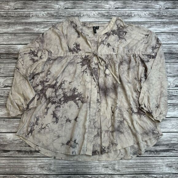 Versona Women's Tie Dye 3/4 Sleeve Blouse XL Extra Large Beige Tan Light Brown - Picture 13 of 14